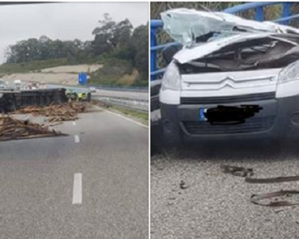 Acidente aparatoso na A17 causou dois feridos.