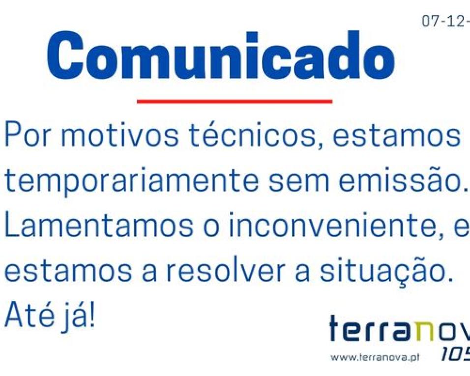 Alerta: Terra Nova temporariamente sem emissão.