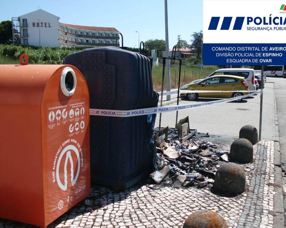 PSP deteve suspeito de atear fogo a contentores.