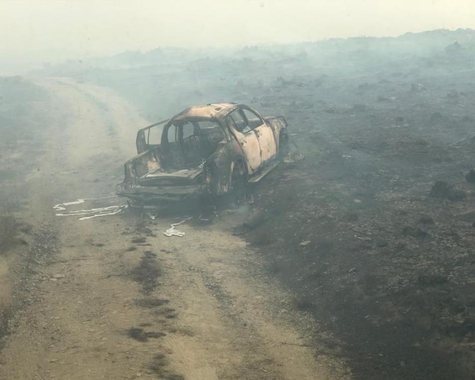 Fogo na Serra da Estrela destruiu carro do comando dos Bombeiros de Vagos.