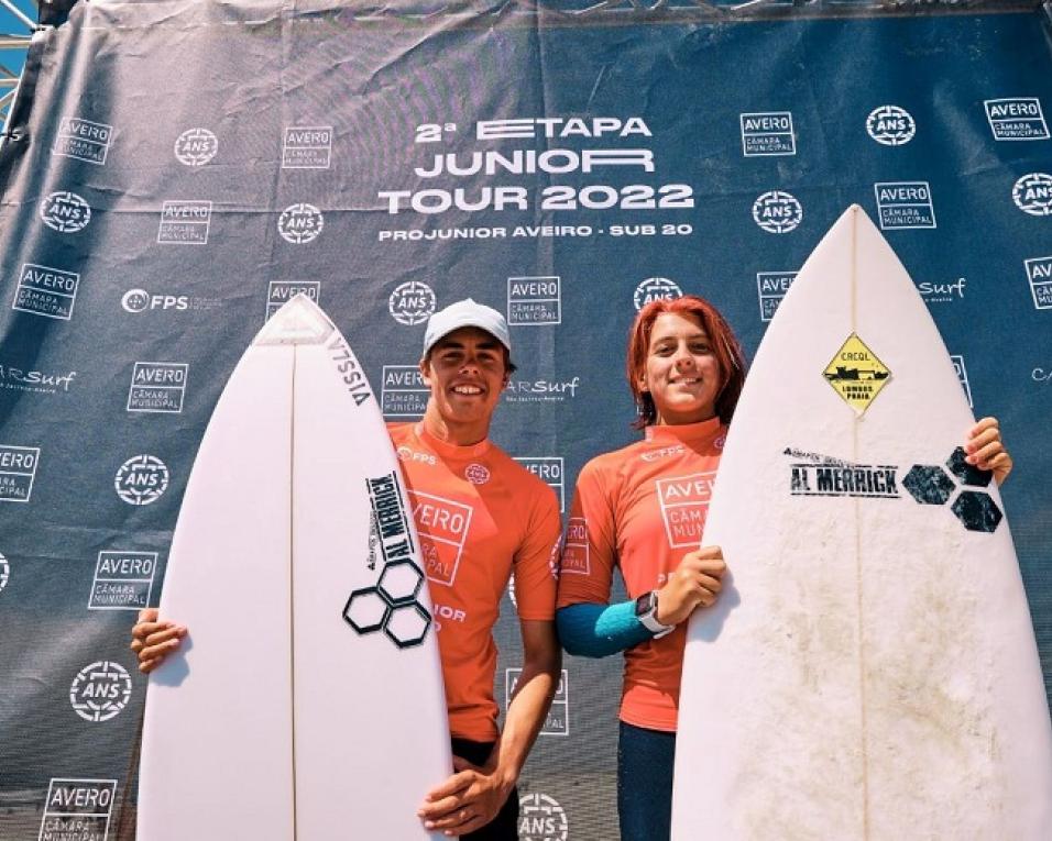 Projunior: Martim Nunes e Erica Máximo campeões sub20 de surf. Projunior: Martim Nunes e Erica Máximo campeões sub20 de surf.