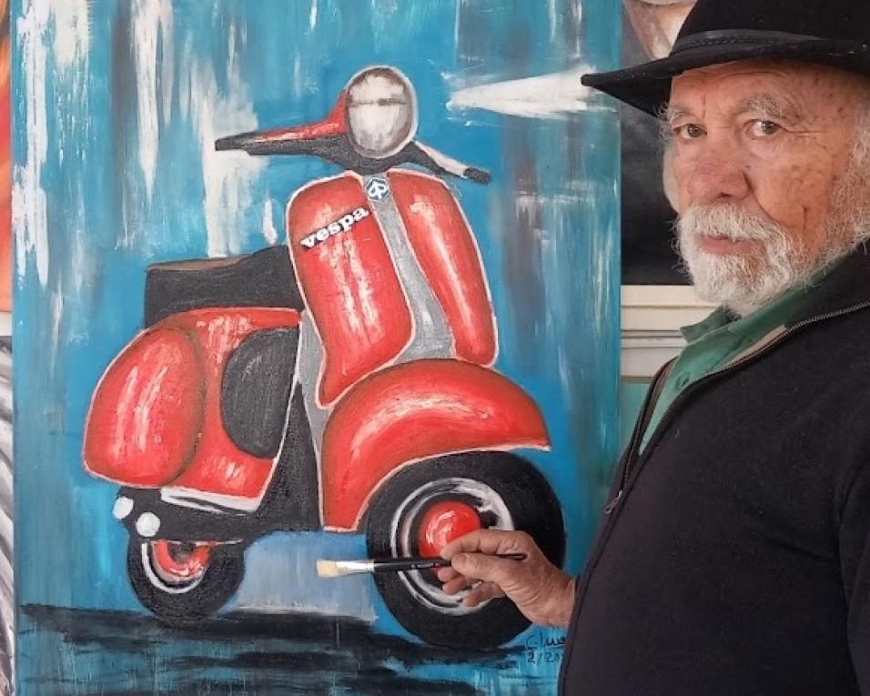artista plástico Carlos Nunes doou quadro ao Moliceiro Vespa Clube