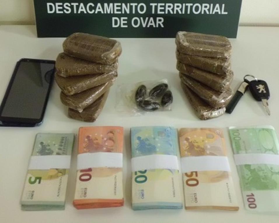 GNR de Ovar: Homem detido na posse de 2016 doses de haxixe.