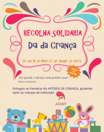 Participe na Recolha Solidária do Dia da Criança! 