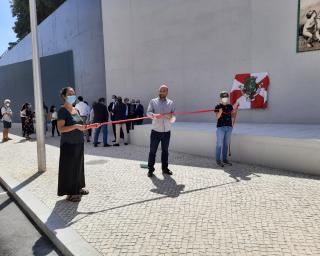 Aveiro: BE em ação de protesto na inauguração da obra de talude no centro da cidade.