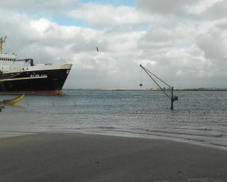 Gafanha da Nazaré: Trabalhadores atacam incêndio em cozinha de navio.